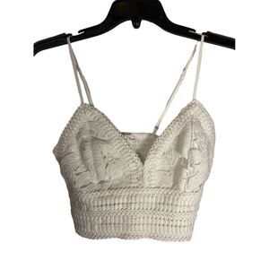 Love Tree Women's White Crochet Lace Bralette Top Size M Boho